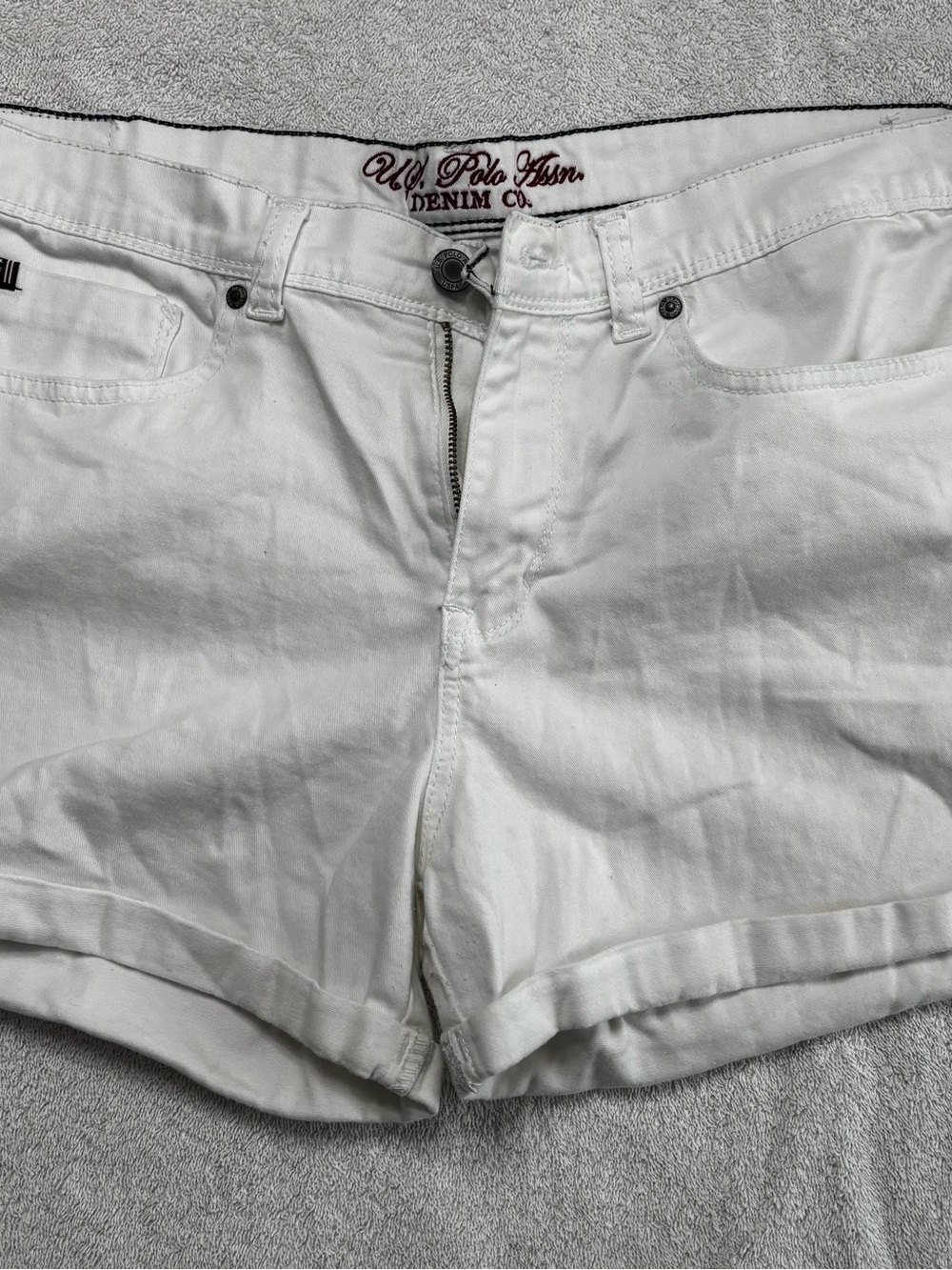 U.S. Polo Assn. White Rolled-Hem Denim Shorts